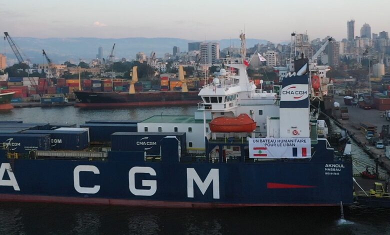 eBlue_economy_Macron praises initiative CMA CGM in port Beirut