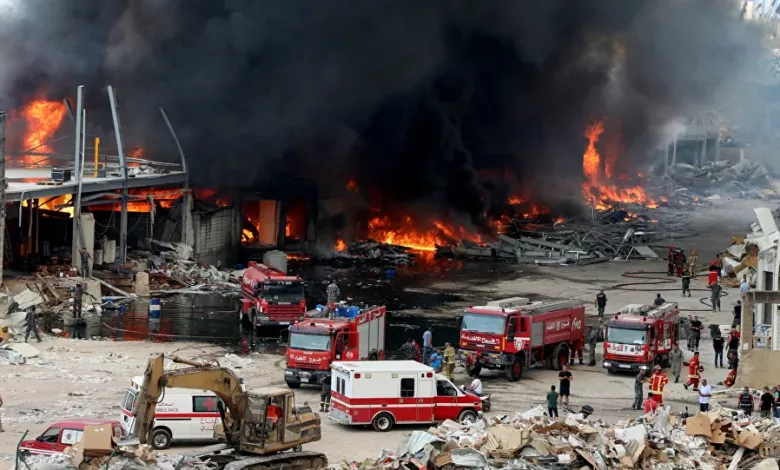 eBlue_economy_سبوتنيك تعرض تصوير جوى للحريق المروع فى مرفأ بيروت