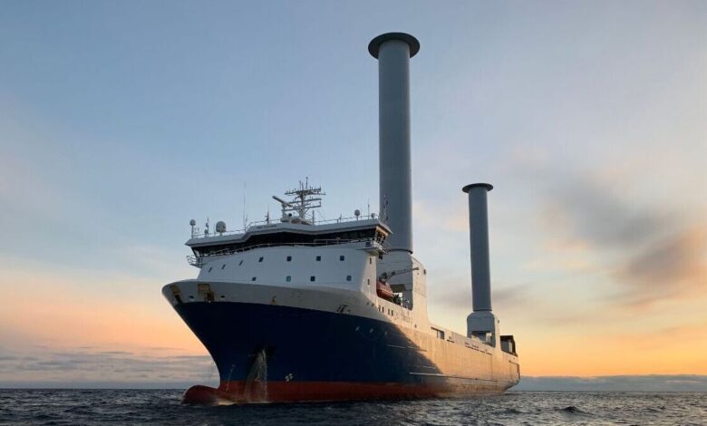eBlue_economy_Sea-Cargo roro will feature tiltable Norsepower rotor sails