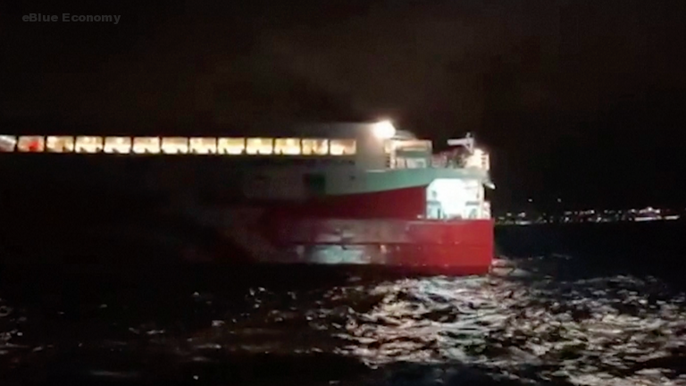 eBlue_economy_Ibiza ferry hard aground, in danger of sinking VIDEO.