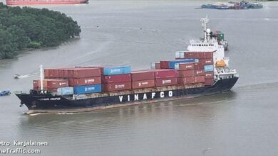 eBlue_economy_Container on fire after explosion in container ship hold, Vietnam