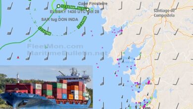 eBlue_economy_Disabled container ship adrift close to Spanish coast, Atlantic