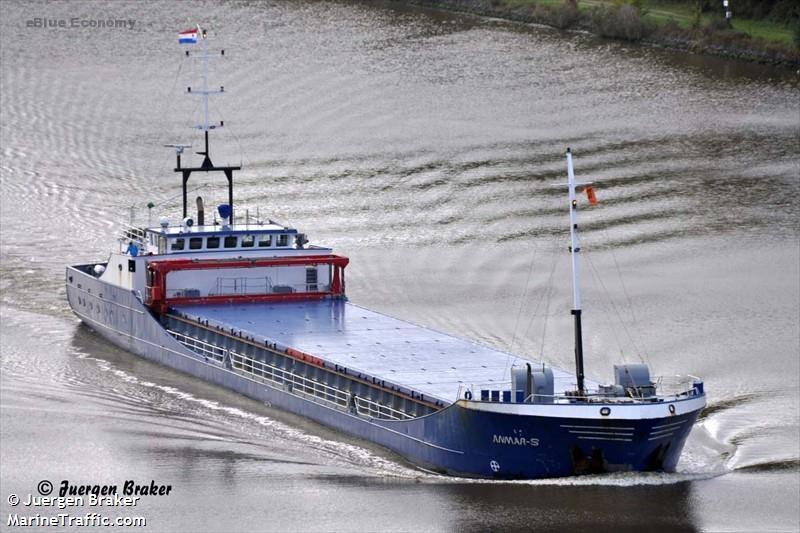 eBlue_economy_Freighter disabled sailing through downtown Rotterdam