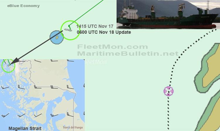 eBlue_economy_General cargo ship aground in southern Chile fjords
