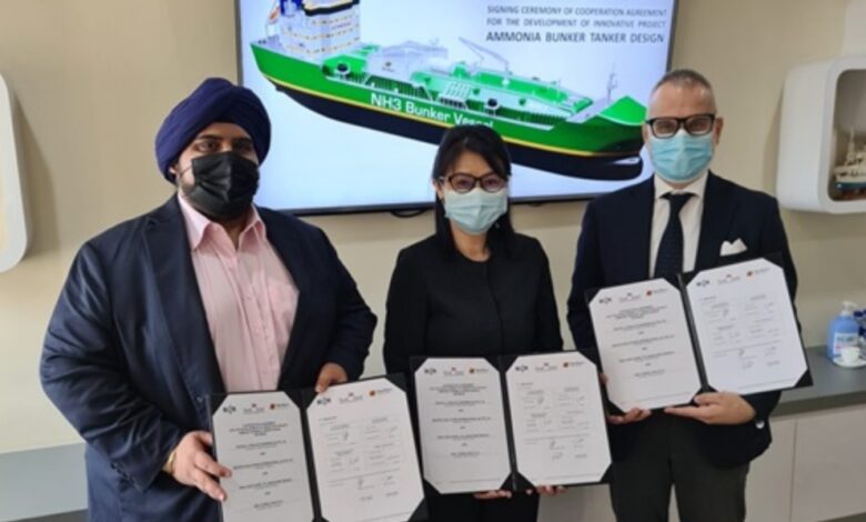 eBlue_economy_RINA, Fratelli Cosulich Bunkers Singapore and SeaTech Solutions to develop an ammonia bunker tanker design