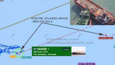 eBlue_economy_Bulk carrier AVIATOR and tanker ATLANTIC GRACE, entangled after collision in Gulf of Kutch