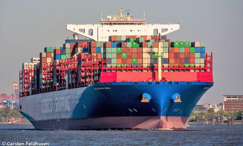eBlue_economy_COSCO 20,000 TEU container ship troubled off Portugal