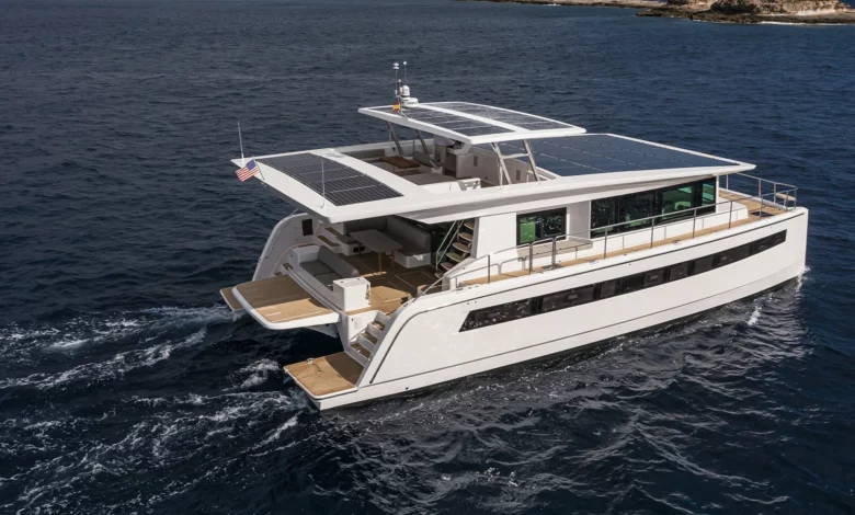 eBlue_economy_Silent Yachts launches solar catamaran with kite wing sail and 100 mile daily range
