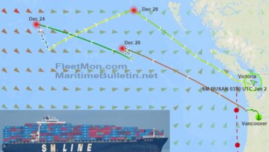 eBlue_economy_Post-Panamax container ship maimed by fuel in North Pacific, 11-day saga
