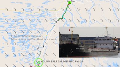 eBlue_economy_Freighter bound for Iran ran aground, Russia, Caspian sea