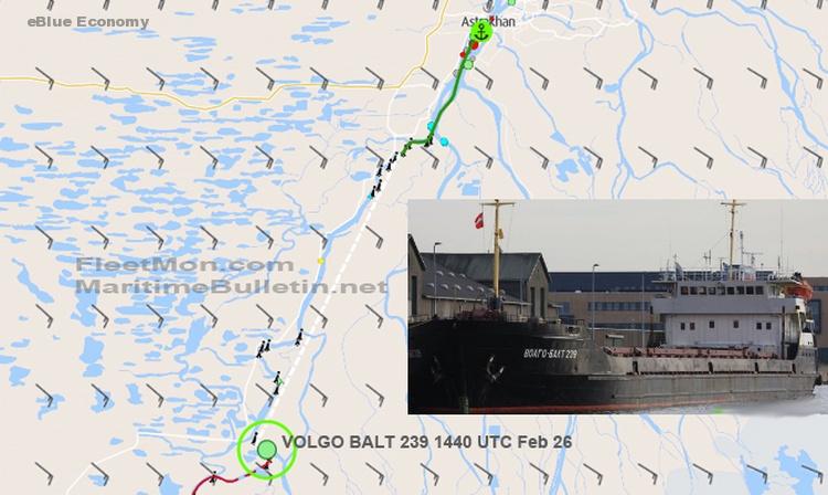eBlue_economy_Freighter bound for Iran ran aground, Russia, Caspian sea
