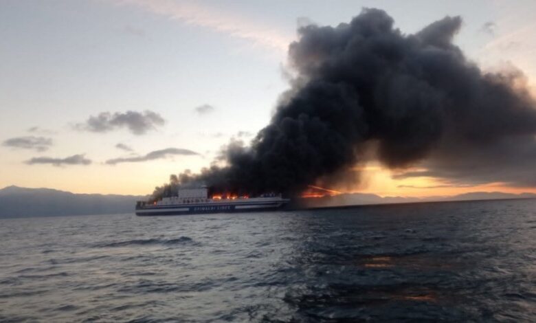 eBlue_economy_Grave incendio a bordo del ro-ro Euroferry Olympia di Grimaldi (VIDEO)