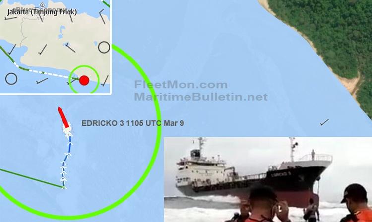 eBlue_economy_Tanker aground, southwest Java