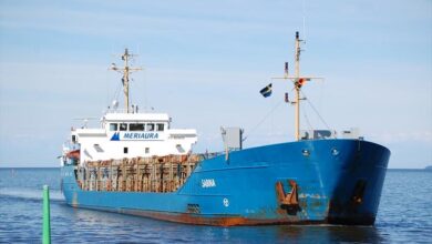 eBlue_economy_ Fire in cargo hold of Albanian freighter, Ortona, Italy