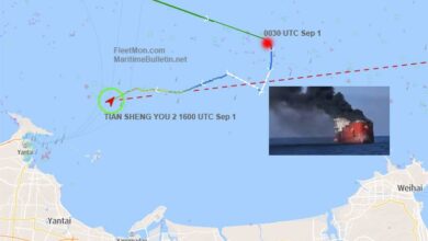 eBlue_economy_Tanker on fire in Yellow sea