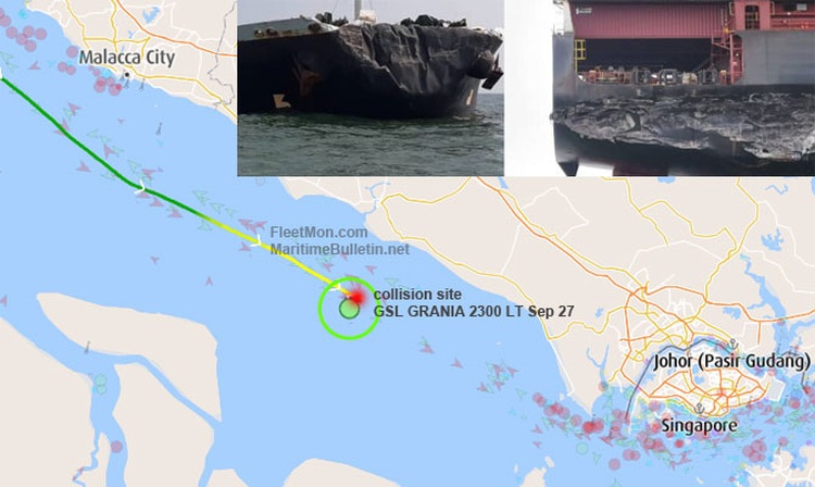 Container Ship And Aframax Tanker Collided In Malacca Strait Eblue Economy