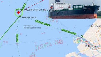 ​eBlue_economy_ Tanker disabled by fire, Netherlands