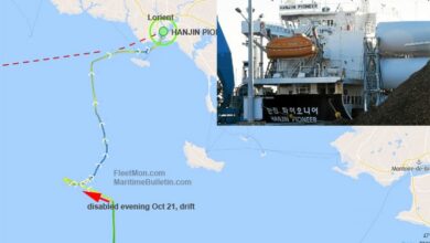 eBlue_economy_Korean heavy load ship towed to Lorient, France
