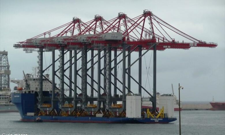 eBlue_economy_SEAWAY SWAN_ arrives in Alexandria port - carrying cranes _Tahya Misr