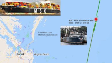 eblue_economy_MSC 8000-TEU container ship collided with fv, fv sank, Virginia